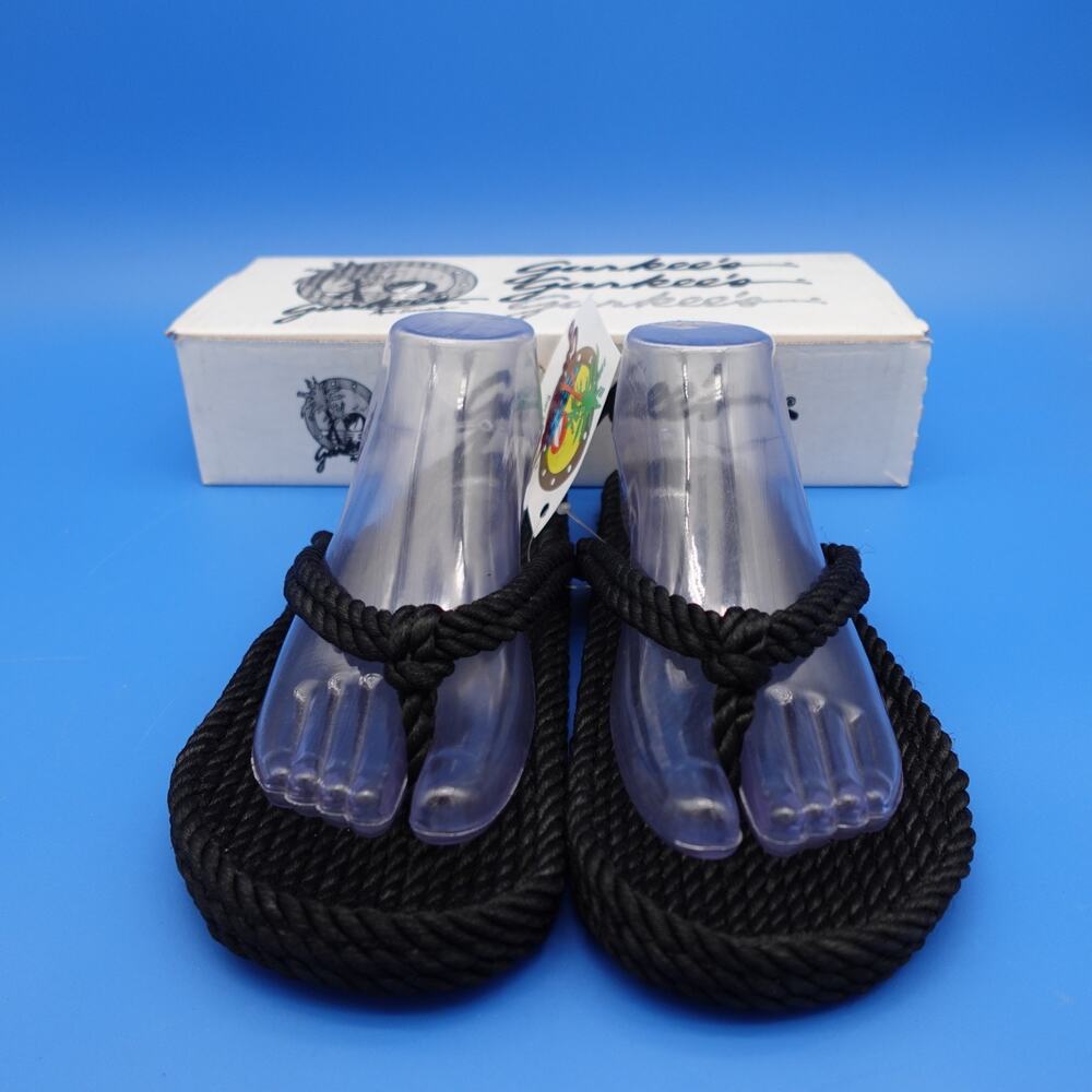 Gurkee’s Tobago Thong Rope Sandals Men’s Size 7.5-8 Black New With Box - Picture 2 of 7